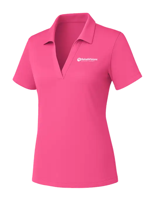 Womens Pink PosiCharge RacerMesh Polo w/RV Physical Therapy Logo