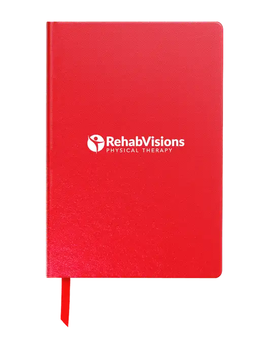 Achieve Red Hardcover Journal, 5.5 x 8.37 w/RV Physical Therapy Logo