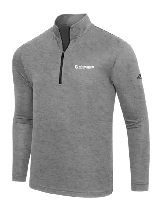 Adidas Black Heather  Lightweight Quarter Zip Pullover w/RV Physical Therapy Logo