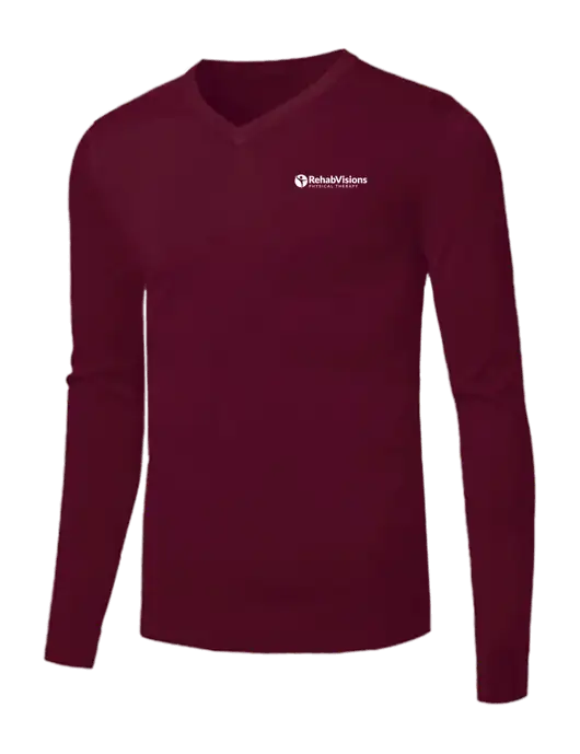 Brooks Brothers Cardinal Washable Merino V-Neck Sweater w/RV Physical Therapy Logo