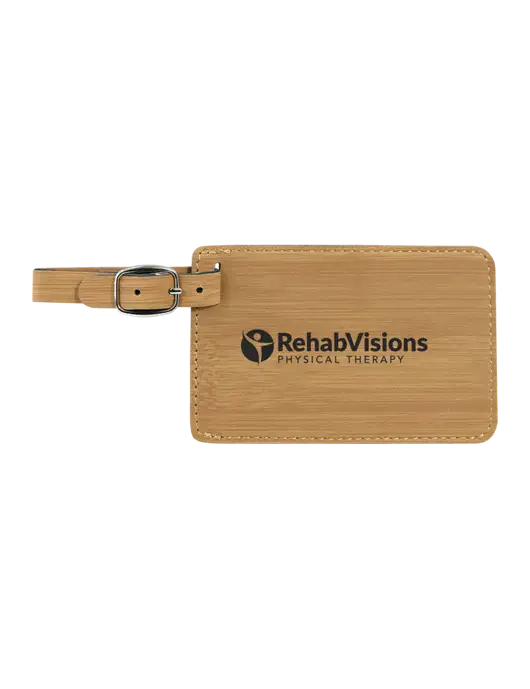 Bamboo Leatherette Luggage Tag w/RV Physical Therapy Logo