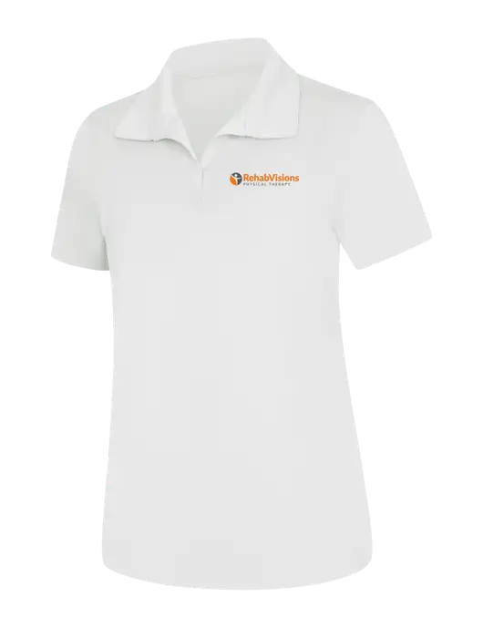 Womens White Micropique Sport-Wick Polo w/RV Physical Therapy Logo