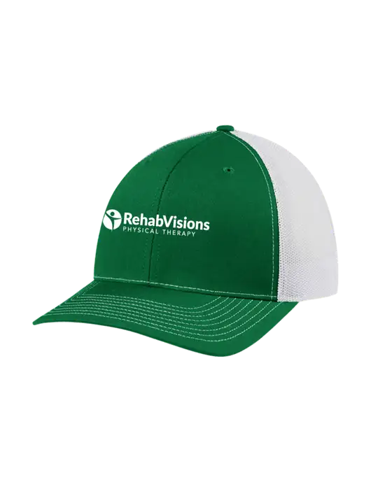 Richardson Adjustable Snapback Original 112 Trucker Cap Kelly w/White Mesh w/RV Physical Therapy Logo