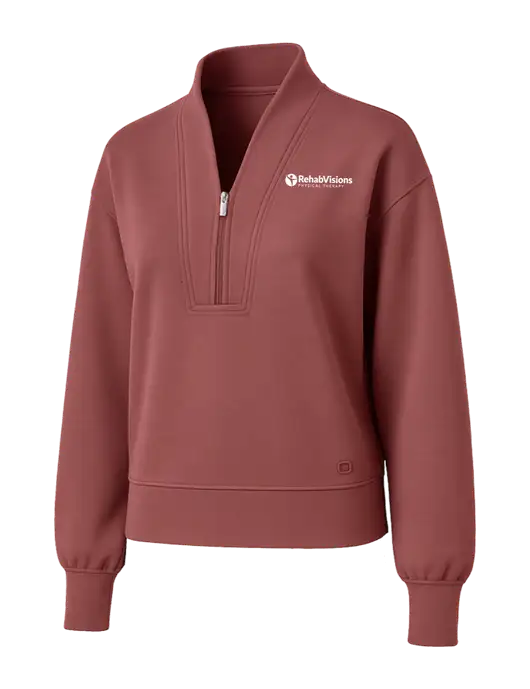 OGIO Womens Soft Maroon Transcend 1/4-Zip w/RV Physical Therapy Logo