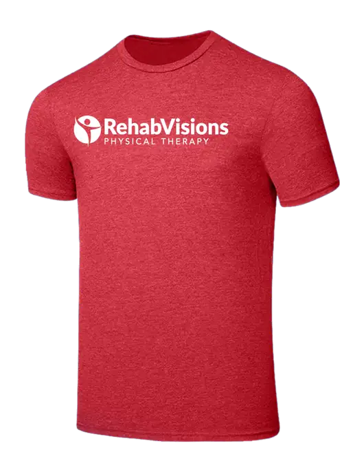 Seriously Soft Heathered Red T-Shirt w/RV Physical Therapy Logo