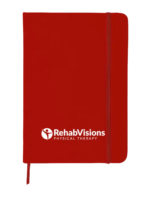 Red Comfort Touch Bound Journal 5" X 7" w/RV Physical Therapy Logo