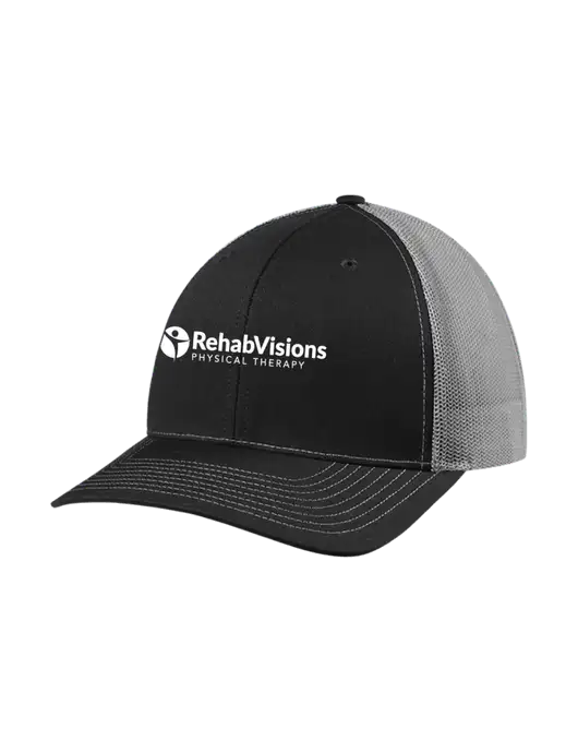 Richardson Adjustable Snapback Original 112 Trucker Cap Black w/Charcoal Mesh w/RV Physical Therapy Logo