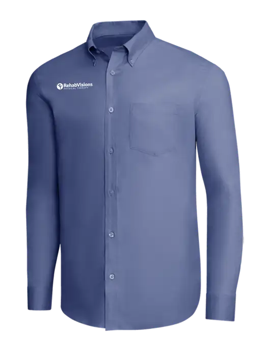 Brooks Brothers Light Navy Wrinkle-Free Stretch Pinpoint Shirt w/RV Physical Therapy Logo