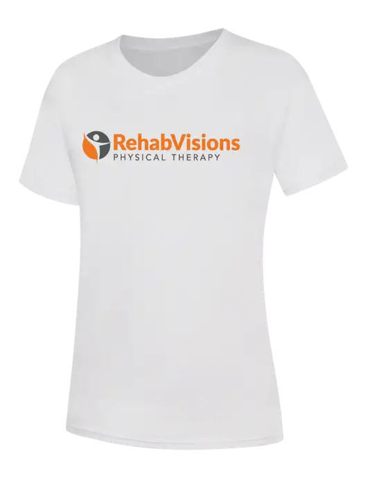 Womens White Core Blend Tee w/RV Physical Therapy Logo