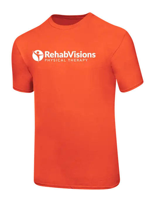 Ring Spun Orange 4.5 oz T-Shirt w/RV Physical Therapy Logo