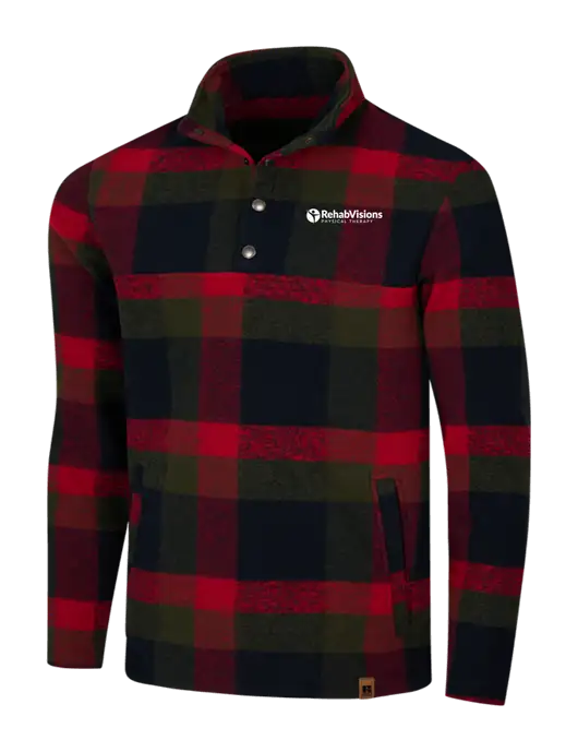 Russell Outdoors Red/Black Plaid Basin Snap Pullover w/RV Physical Therapy Logo