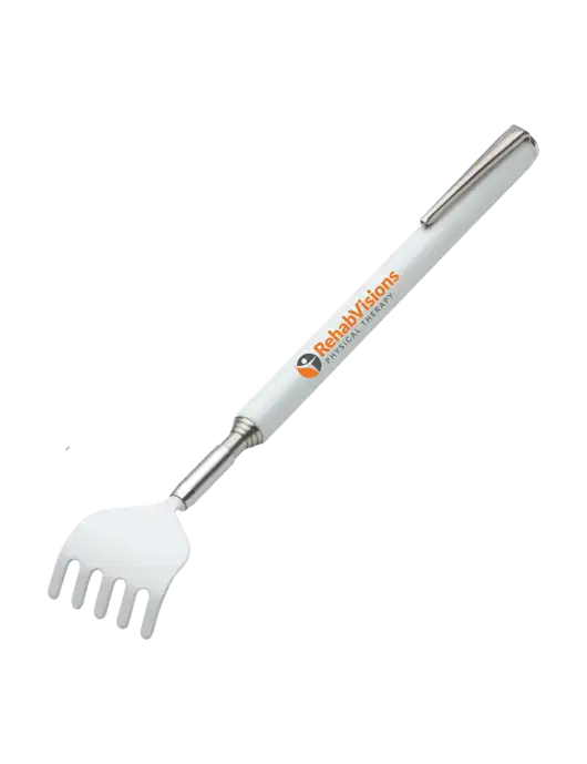 Telescopic White Back Scratcher w/RV Physical Therapy Logo