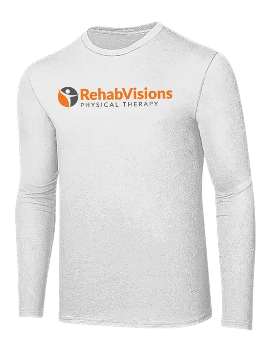 Ring Spun White 4.5 oz Long Sleeve T-Shirt w/RV Physical Therapy Logo