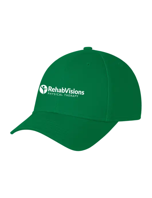 Kelly Green Structured Cap Hook & Loop w/RV Physical Therapy Logo