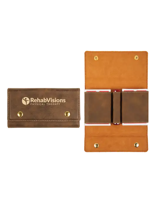 Rustic Leatherette Card & Dice Set w/RV Physical Therapy Logo