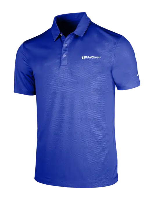 NIKE Dark Royal Dri-Fit Embossed Tri-Blade Polo w/RV Physical Therapy Logo