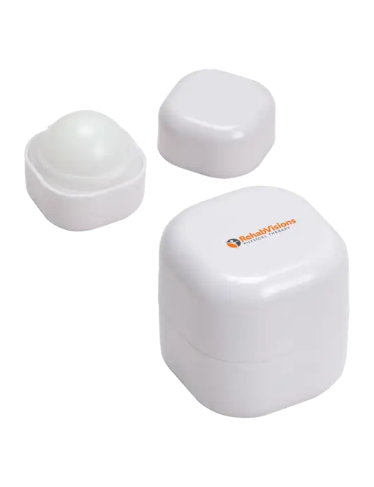 White Chap Cube Vanilla Lip Balm w/RV Physical Therapy Logo