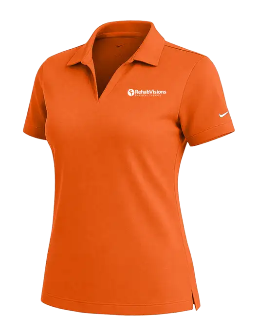 NIKE Orange Womens Dri-Fit Micro Pique Polo w/RV Physical Therapy Logo