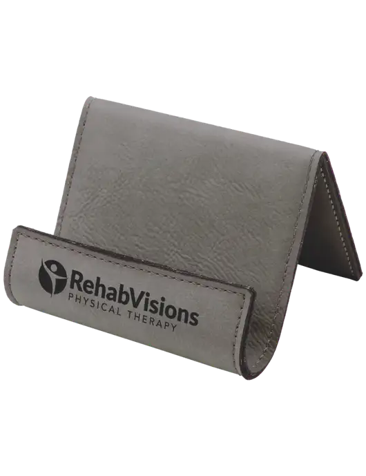Grey Leatherette Card & Phone Holder w/RV Physical Therapy Logo