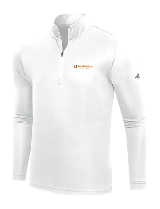 Adidas White  Lightweight Quarter Zip Pullover w/RV Physical Therapy Logo