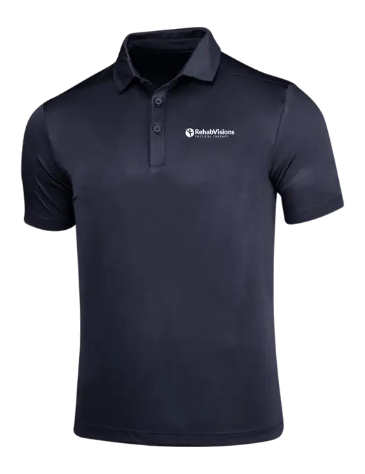 Navy Posi-UV Pro Polo w/RV Physical Therapy Logo
