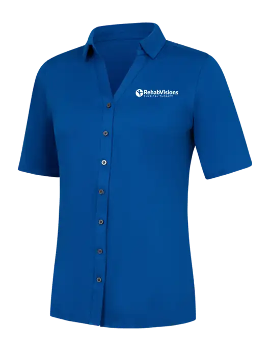 Womens Royal City Stretch Top w/RV Physical Therapy Logo