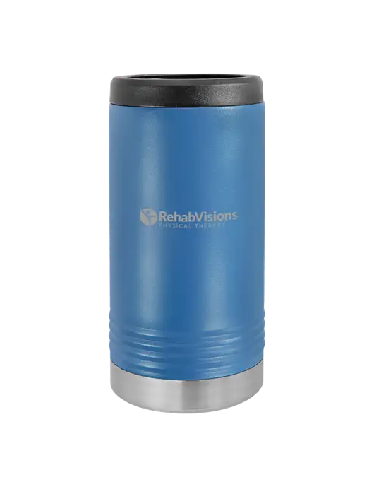 Polar Camel Powder Coated Royal Blue Vacuum Insulated Slim Beverage Holder w/RV Physical Therapy Logo