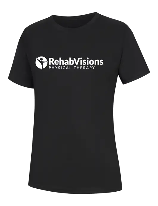 Womens Black Core Blend Tee w/RV Physical Therapy Logo