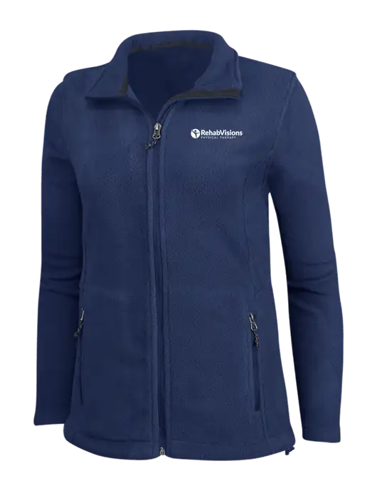Womens Navy Fleece Jacket w/RV Physical Therapy Logo
