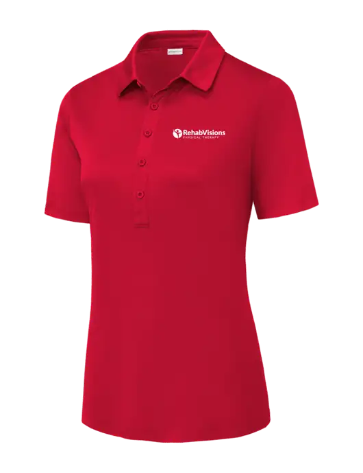 True Red Womens Posi-UV Pro Polo w/RV Physical Therapy Logo