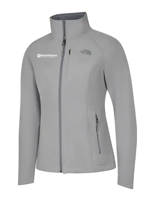 North Face Womens Light Grey Heather Apex Barrier Soft Shell Jacket  w/RV Physical Therapy Logo