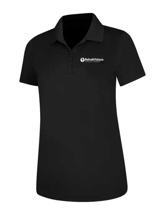 Black Womens Dry Zone UV Mesh Polo w/RV Physical Therapy Logo