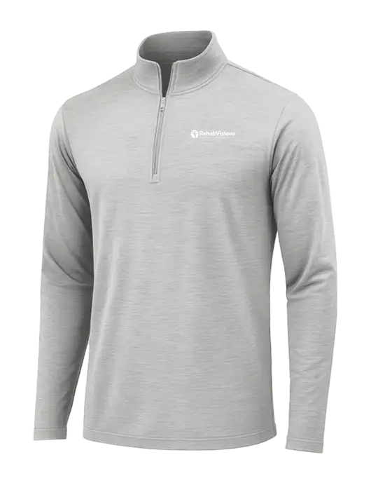 Light Grey Heather Posicharge Tri-Blend Wicking 1/4 Zip Pullover w/RV Physical Therapy Logo