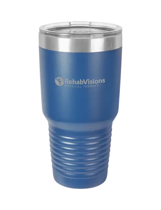 Polar Camel 30 oz Powder Coated Royal Vacuum Insulated Tumbler w/RV Physical Therapy Logo