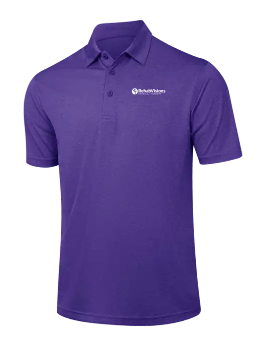 Purple Heather Contender Polo w/RV Physical Therapy Logo