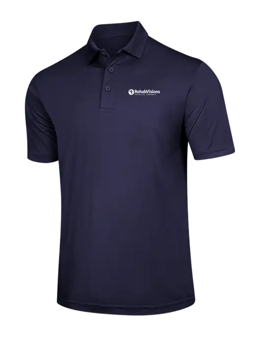 Navy PosiCharge Competitor Polo w/RV Physical Therapy Logo