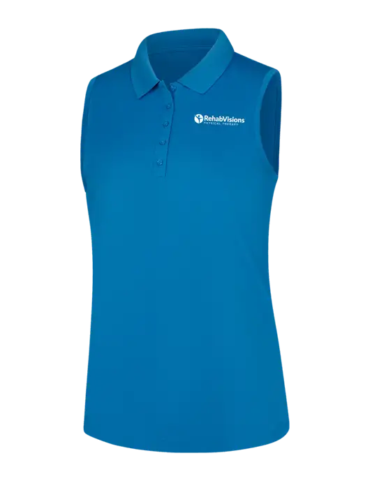 Womens Light Royal Dry Zone UV Micro-Mesh Sleeveless Polo w/RV Physical Therapy Logo