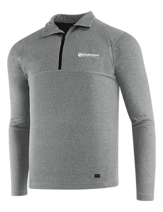 OGIO Petrol Grey Heather Transition 1/4 Zip Pullover w/RV Physical Therapy Logo