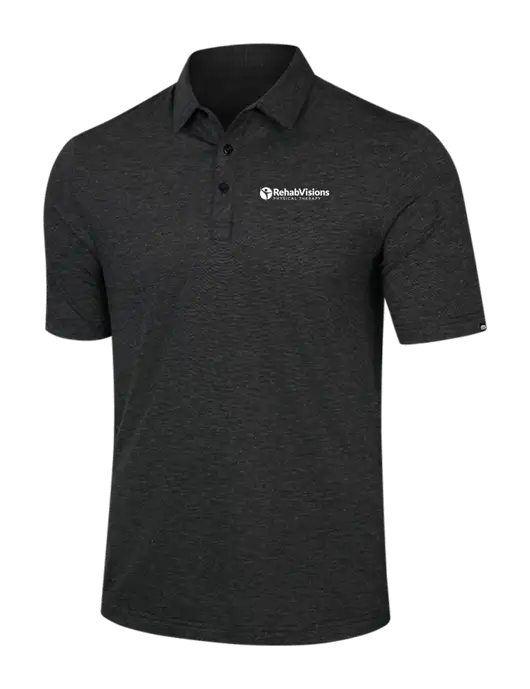 TravisMathew Black Heather Sunnyvale Polo w/RV Physical Therapy Logo
