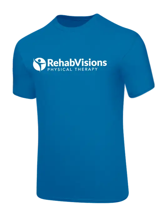 Core Blend Sapphire Blue T-Shirt w/RV Physical Therapy Logo