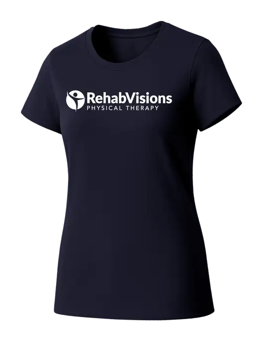 Womens Seriously Soft New Navy T-Shirt w/RV Physical Therapy Logo