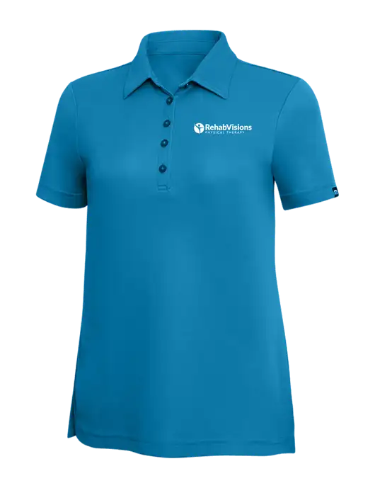 TravisMathew Sapphire Solid Womens Oceanside Polo w/RV Physical Therapy Logo