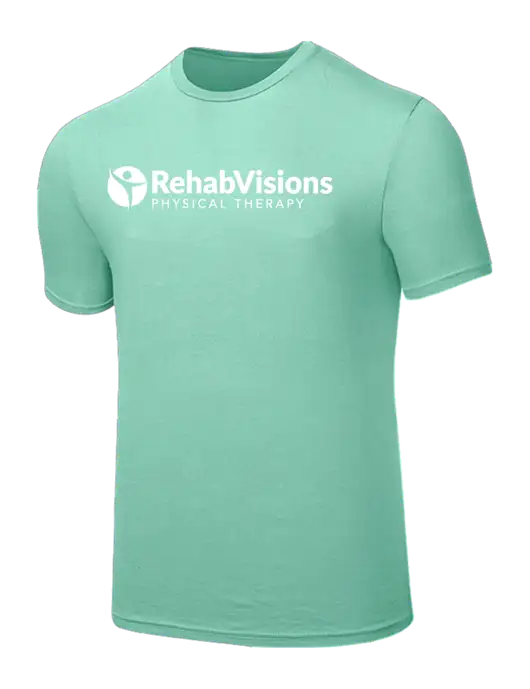 Seriously Soft Very Light Green T-Shirt w/RV Physical Therapy Logo