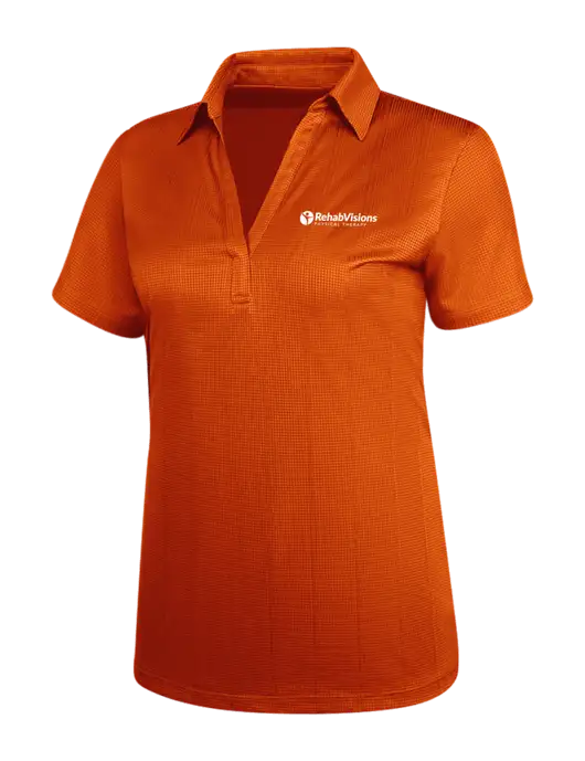 Orange Womens Performance Fine Jacquard Polo w/RV Physical Therapy Logo