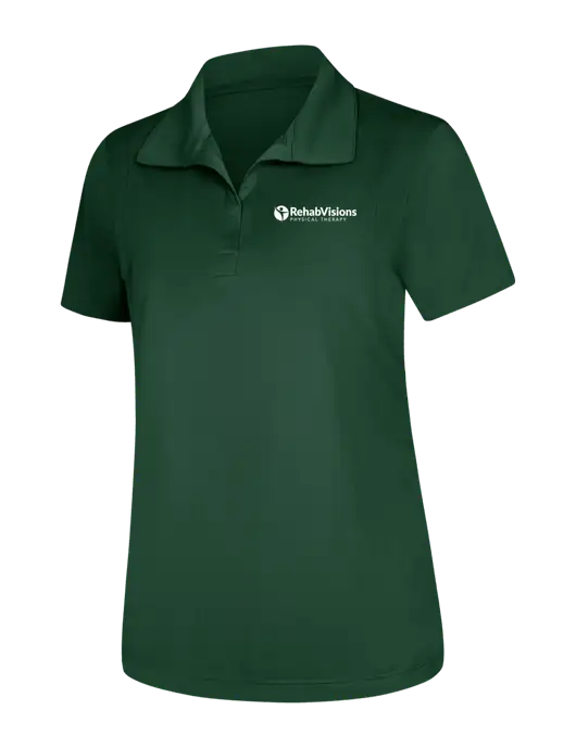 Womens Dark Green Micropique Sport-Wick Polo w/RV Physical Therapy Logo