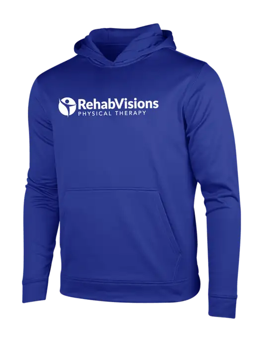 True Royal Sport-Wick Fleece Hooded Pullover w/RV Physical Therapy Logo