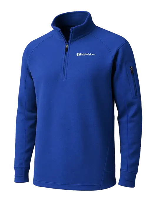 True Royal Tech Fleece 1/4 Zip Pullover w/RV Physical Therapy Logo