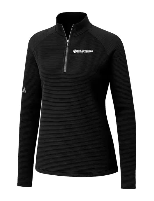 Adidas Womens Black Spacer Quarter-Zip Pullover  w/RV Physical Therapy Logo