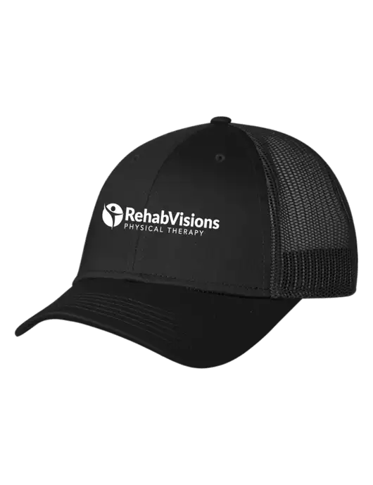 Black Mesh Trucker Cap Snap Back w/RV Physical Therapy Logo