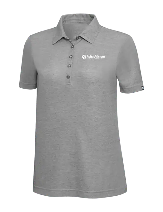 TravisMathew Grey Heather Womens Oceanside Polo w/RV Physical Therapy Logo